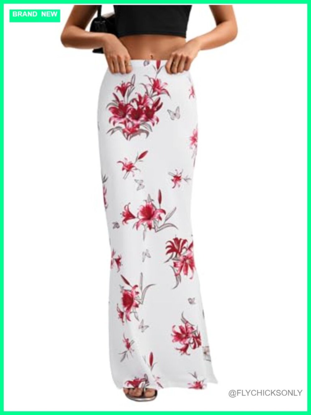 High Waist Flare Maxi Skirt Bodycon Slim Fit Elastic Waist Women's Basic